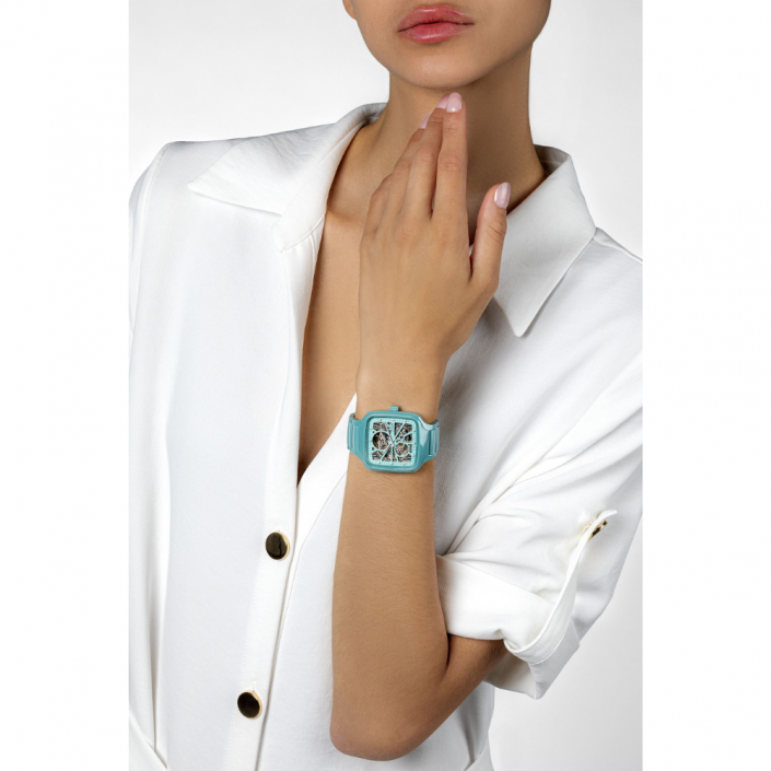 RADO 腕時計 Rado TRUE Square 2717 Open Heart Turquoise Dial, High-Tech